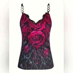 Gothic Rose Print Tank Top
